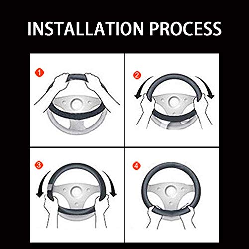 Car Steering Wheel Cover with Durable PU Leather, Universal 15 inch Fit for Car Truck SUV, Breathable Anti Slip Auto Steering Wheel Covers for Men and Women