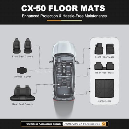 Floor Mats & Cargo Liner Set Custom Fit for Mazda CX-50 2023-2026 (Not for Hybrid) All-Weather TPE Rubber Anti-Slip CX50 Car Interior Accessories - style: 4)23-25 CX-50 Floor & Cargo Mats