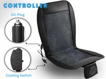 VaygWay Cooling Car Seat Cover- Premium Quality Black Comfortable 12V Cooling Car Seat Cushion- Breathable Adjustable Temperature Cooling Cushion for Car, Van, Home (1 Pack) - size: 1 Pack