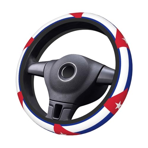 Cuban Flag Universal Steering Wheel Covers, Cute Car Accessories for Women Girls Car Truck - color: Cuban Flag