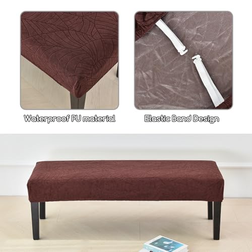 FUANGUI Waterproof Bench Cover, Stretch Jacquard Dining Bench Cover for bedrooms, Living Rooms, Kitchens, Protector Chair Bench Piano Bench Seat Covers Stool Slipcover Removable, Washable - Coffee - color: Jacquard Coffee