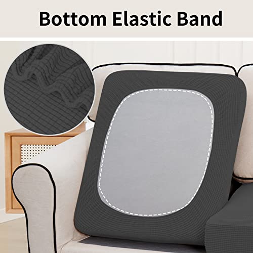 Easy-Going Stretch Individual Loveseat Couch Cushion Cover Sofa Cushion Furniture Protector Sofa slipcover Soft Flexibility with Elastic Bottom (2-piece Loveseat Cushion Cover, Dark Gray) - color: Dark Gray, size: 2-piece