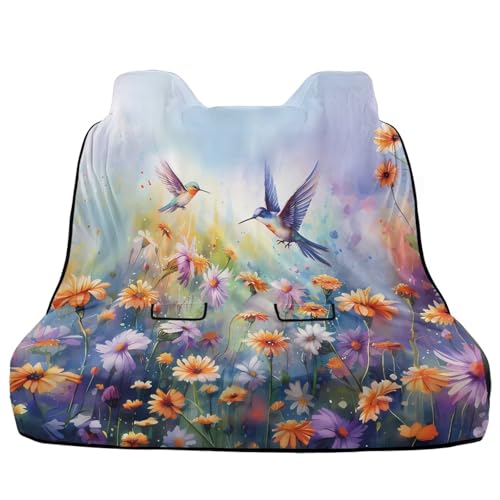 Hummingbird Daisy Print Dogs Car Seat Cover for Back Seat, Washable Bench Seat Cover Nonslip Backseat Cover Protector Car Interior Accessories for Truck SUV Van - color: Hummingbird Daisy