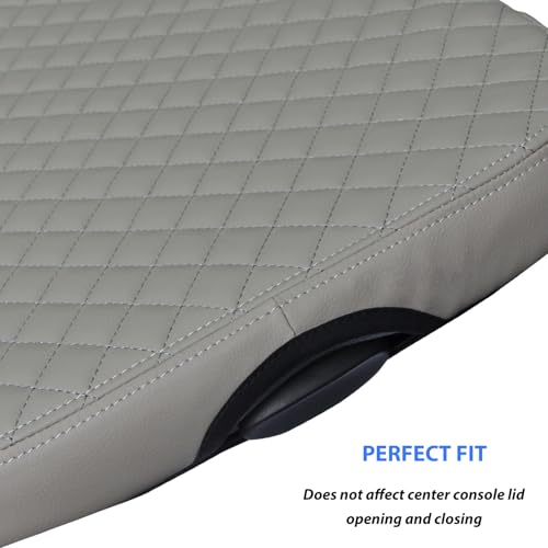 Zxiaochun Center Console Cover Compatible with 2002 2003 2004 2005-2012 Dodge Ram 1500 2500 3500 Jump Seat Console, Armrest Lid Leather Protective Covering (Gray) - color: Gray Leather