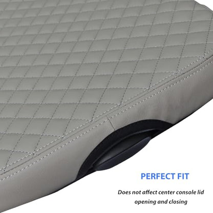 Zxiaochun Center Console Cover Compatible with 2002 2003 2004 2005-2012 Dodge Ram 1500 2500 3500 Jump Seat Console, Armrest Lid Leather Protective Covering (Gray) - color: Gray Leather