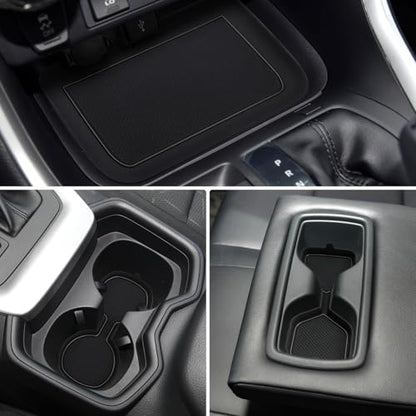 Auovo 3D Cup Holder Insert Liners Compatible with Toyota RAV4 Accessories 2025 2024 2023 2022 2021 2020 2019 Car Custom Cup Holder Mats Pads 3-pc Set (Black Trim) - color: Black, size: 3PCS