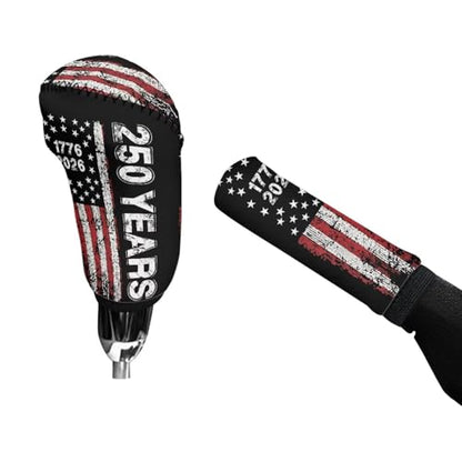 KEIAHUAN 2 Piece 250 Years Car Gear Shift Knob Cover & Handbrake Cover Set for Men Sweat-Absorption & Non Slip Universal Case Sleeve Fits for SUV,Sedan,Truck,Minivan - color: 250 Year American Anniversary