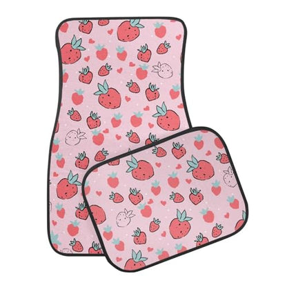 Love Strawberry Pink Automotive Floor Mats Set of 4Pcs Carpet Front & Rear Car Floor Mats Universal Fit - color: Love Strawberry Pink