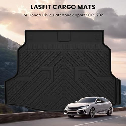 LASFIT Trunk Mat for Honda Civic Hatchback Sport 2017-2021, All Weather TPE Custom Fit Trunk Liner Trunk Tray Cargo Mat Cargo Liner Cargo Tray - style: 2）For Honda Civic Hatchback | 2017-2021 | Trunk Mat