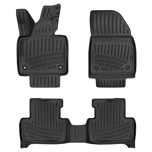 RizLiner Volvo EX30 2025-2026 Custom Fit Floor Mats Rubber 3D Car Mats Laser Measured Floor Liners All Weather Heavy Duty Waterproof Odorless Non-Slip TPE (Front & Rear, Black) - size: EX30 2025-2026