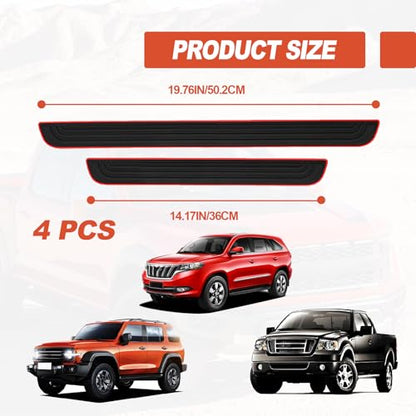 4 Pieces Universal Car Door Sill Protectors Anti Scratch and Waterproof Door Edge Guards for Car Truck SUV PVC Threshold Protector Cover Black with Red Edge