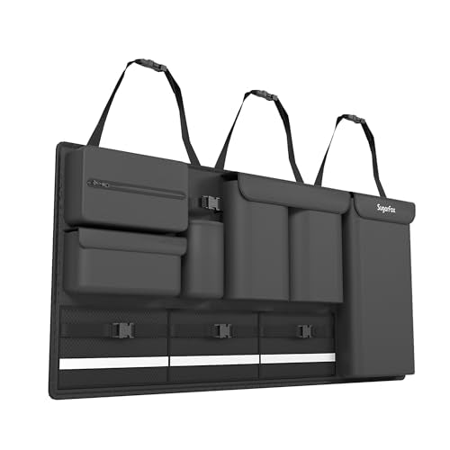 Backseat Hanging Trunk Organizer for SUVs, Cars, Trucks & MPVs | Multi-Pocket Storage with Anti-Slip Straps | Space-Saving Auto Accessory | Gift for Drivers | Black, 37.8" x 18.1" - K230 - color: Oxford fabric-Black