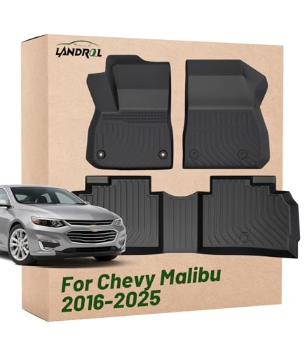 Car Floor Mats Replacement for Chevrolet Chevy Malibu 2016-2025 (Not Fit Hybrid or Limited) Heavy Duty TPE Liner Custom Fit All Weather Waterproof Protection Full Set Coverage Carpets - size: Floor Mats for Malibu 2016-2025
