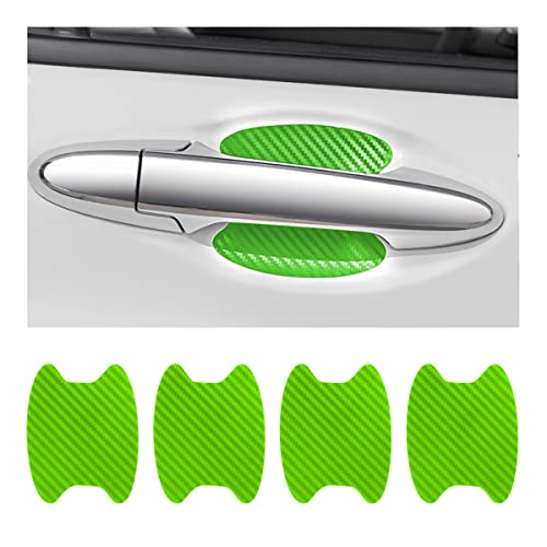 Blilo 4PCS Universal Carbon Fiber Door Handle Protector Stickers, Green, Carbon Fiber Texture, Anti-Scratch, Easy to Install - color: Green/4PCS