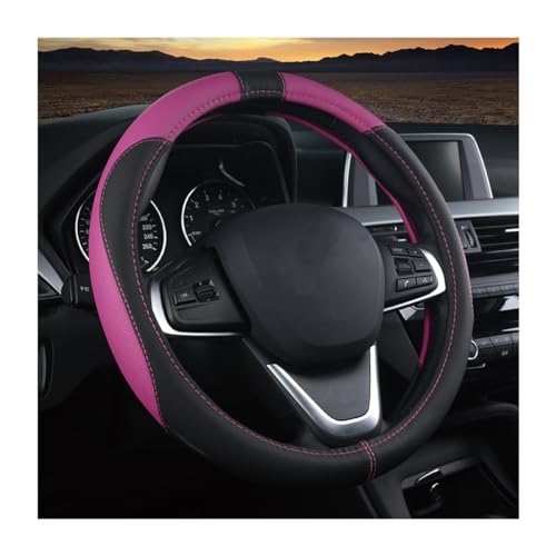 BESULEN Car Steering Wheel Cover, Soft Leather Steering Wheel Protector, Universal Non-Slip Steering Wheel Covers, Comfortable Grip Sweat-Absorbent, Automotive Interior Accessories - color: Black/Purple