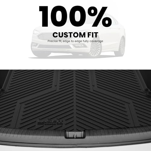 LASFIT Trunk Mat for Ford Fusion 2013-2020 (Only Fit Gasoline Not Fit Hybrid & PHEV) All Weather TPE Mats Custom Fit Cargo Mats for Ford Fusion Car Mats and Cargo Liner, Black - size: 2013-2020 | For Ford Fusion | Cargo Mat