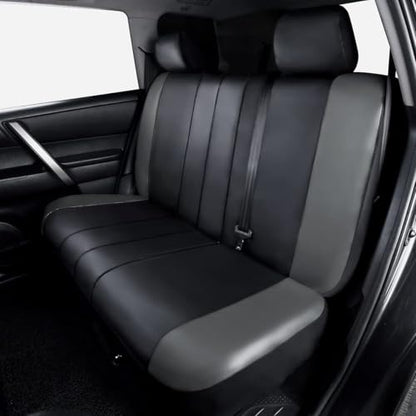 Flying Banner car seat Covers Protects Water Proof Faux Leather Carbon Fiber Front and Rear Bench (Black Gray, Full Set - 8PCS) - color: Gray Black, size: Full Set -- 8PCS