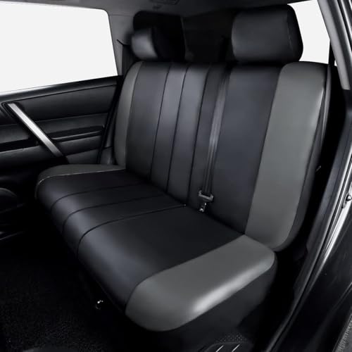 Flying Banner car seat Covers Protects Water Proof Faux Leather Carbon Fiber Front and Rear Bench (Black Gray, Full Set - 8PCS) - color: Gray Black, size: Full Set -- 8PCS