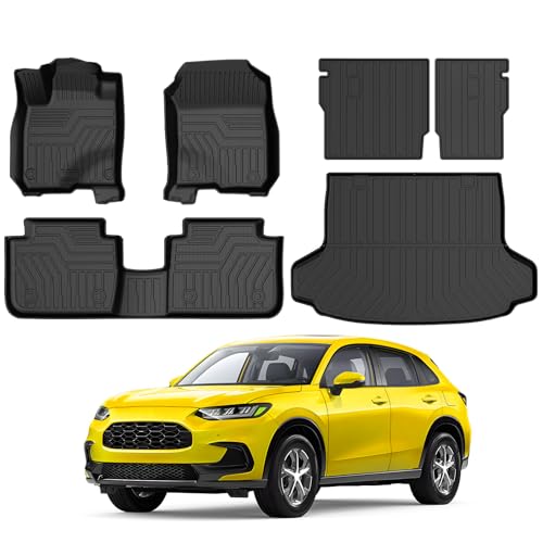 KUST Floor Mats for Honda HR-V 2023-2025 2026, Cargo Mat Floor Liners Back Seat Mats for HRV Accessories, All Weather Protection TPE Rubber Rear Trunk Mat High Edge (Full Set Mats) - style: For │ HR-V 2023-2026 │ Full Set