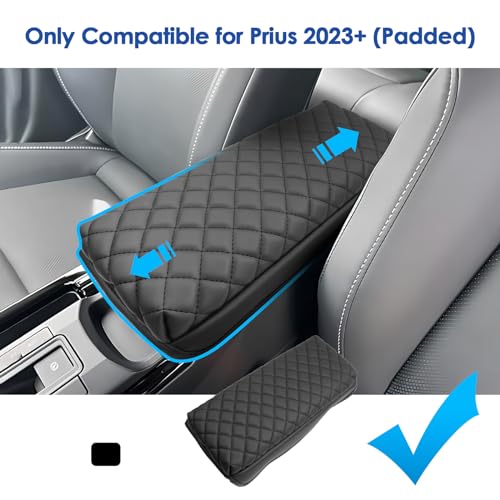 2023 2024 2025 2026 Prius Center Console Cover for Toyota Prius (LE/XLE/Limited/Nightshade Edition), Waterproof&Comfy Leather Cushion Armrest Cover 2026 2025 Prius Accessories (Leather-Padded) - color: Leather-Padded