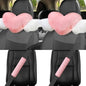 4 Pcs Car Accessories Set Include 2 Pcs Pink Heart Shaped Car Headrest Pillow with Angel Wings2 Pcs Pink Faux Fur Universal Seatbelt Cover Kawaii Soft Neck Rest Cushion for Truck SUV Decor