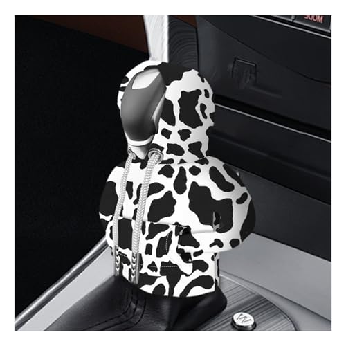 Car Cow Print Gear Shift Knob Hoodie Cover- Universal Automotive Cute Gear Shifter Protector Covers,Comfortable Cars Interior Accessories for Men Women (Black Cow) - color: Cow Print