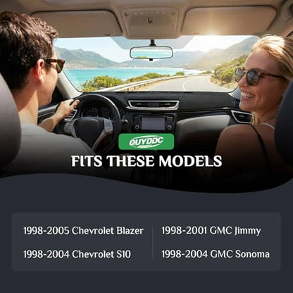 Dash Cover, Anti-Glare, Sun Protection, Dustproof, UV-Proof, Dashboard Covers, Interior Car Accessorie Fit for 1998-2005 Ch-Evy Blazer, 98-04 S10 / 1998-2001 GM-C Jimmy, 98-04 Sonoma, Black
