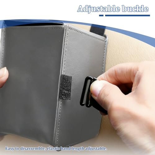 Car Tissue Holder, Leather Rectangle Vehicle Seat Back Hanging Tissue Dispenser Box Cover, Keep Tidy Automotive Interior Napkin Organizer, Universal for SUV Sedan Truck (Gray) - color: Gray