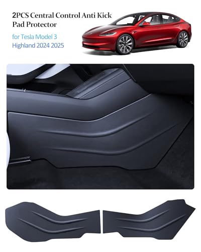 2PCS Center Console Anti Kick Pad Protector for Tesla Model 3 Highland 2024-2027 Accessories, TPE Front Side Seat Center Side Cover Pad Model 3 Anti-Dirty Waterproof Dust Resistant Protector Mat Cover - size: Model 3 Highland Anti Kick Pad