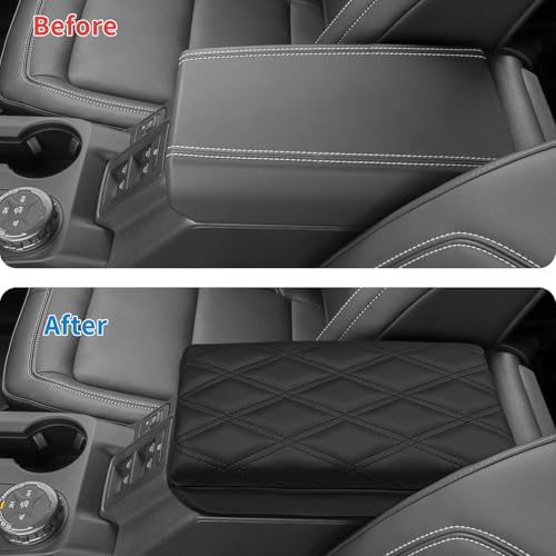 Zxiaochun Center Console Cover Compatible with Ford Bronco 2021 2022 2023 2024 2025 2026 2/4-Door, Armrest Lid Leather Protector Interior Accessories, Black - size: Black