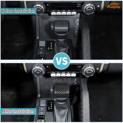 Aunginsy Car Gear Shifter Hand Brake Trim Cover Compatible with Toyota Tacoma 2024 2025 2026 & 4Runner 2025 2026, ABS Automatic Center Console Gear Shift Head Knob Scratch Protector Cover Accessories - color: Carbon Fiber Pattern(A)