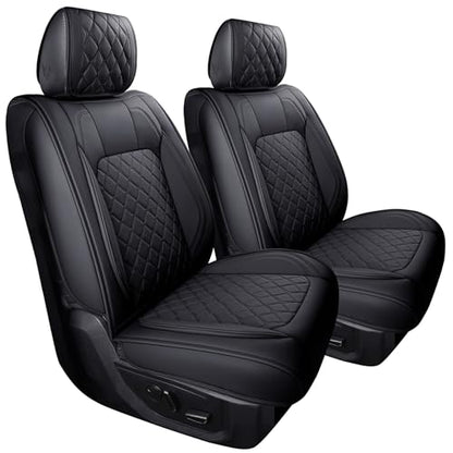 Aierxuan Dodge Ram Front Seat Covers Custom Fit 2009-2026 1500/2500/3500 Truck Pickup Crew Quad Regular Cab Heavy Duty Waterproof Leather Airbag Compatible Cushions(2 PCS Front/Black) - color: 2 PCS Front/Black