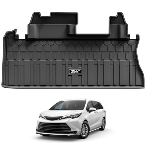 3W Cargo Mat Custom Fit for Toyota Sienna 2021-2026, TPE Trunk Mat for Sienna Car Accessories, Heavy Duty Cargo Liner (Only Fit Spare Tire) - size: 1. Toyota Sienna|21-25|Trunk Mat Fit Spare Tire