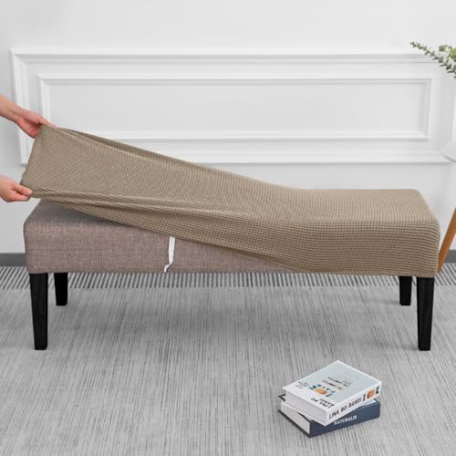 SPRINGRICO Stretch Dining Bench Cover, Removable Bench Slipcover Washable Bench Seat Protector Rectangle Bench Cover for Dining Room, Living Room, Bedroom, Kitchen (S1-Khaki) - color: S1-khaki