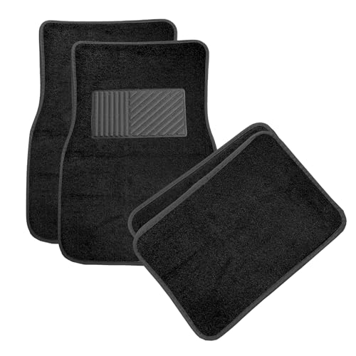 4PCS Car Floor Mats, Anti-Slip Waterproof Car Carpets with Safety Heel Pad, Heavy Duty Floor Mat for All Weather Protection, Universal Trim to Fit for Sedans Trucks SUVs (Black) - color: Black
