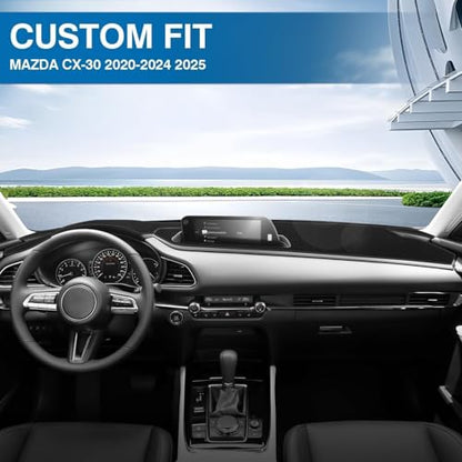 KUST Black Dash Cover for Mazda CX-30 CX30 2020-2024 2025 2026(Without HUD) Polyester Dashboard Cover Non-Slip Interior Accessories for CX30 Dash Mat Sunshade Windshield Glare