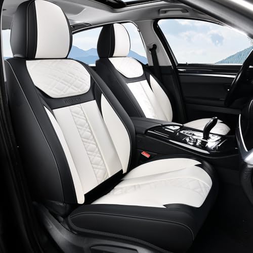 FLORICH Seat Covers, Front Seat Covers 2 PCs, Automotive Seat Cover for Cars, Luxury Leather Universal Seat Cover Accessories Fit for Most Cars SUV Truck Sedans(White) - color: White, size: Frontpair