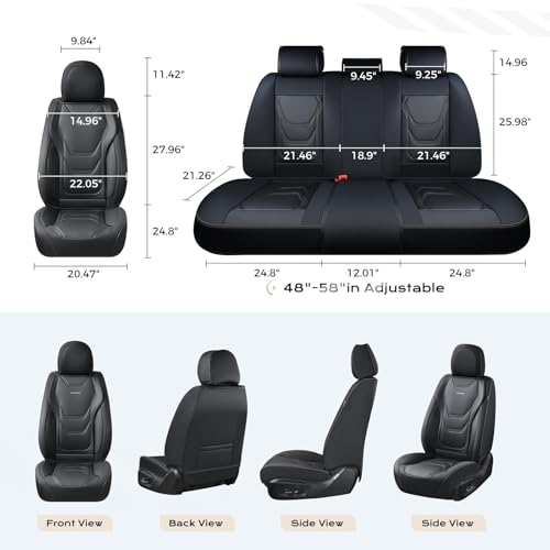 Coverado Car Seat Covers Front Seats, 2 Piece Car Seat Protector Waterproof Leather Seat Cushion Universal Fit for Truck Automotive Vehicles Black