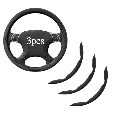 Steering Wheel Covers, 3PCs Leather Anti-Skid Clip on Car Steering Wheel Cover Protector Universal for Most Car Wheel, Matte Black - color: Matte Black