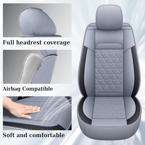 Coverado Seat Covers for Dodge Ram Full Set, Waterproof Truck Car Seat Cover Protectors Custom Fit for 2002-2026 Dodge RAM 1500 2500 3500 with Curved Bench(Gray) - color: Gray (curved back), size: FullSet (Curved Back)