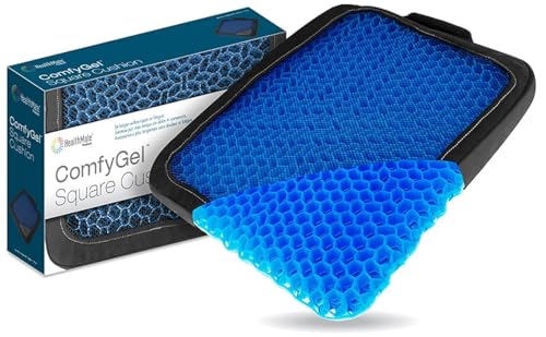 HEALTHMATE Comfy Gel Cushion Gel Seat Cushion for Long Sitting for Back, Sciatica and Tailbone Pain Relief, for Office Chair, Car, Wheelchair, Long Trips (Square) - size: Square
