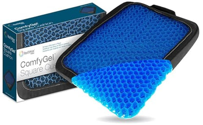 HEALTHMATE Comfy Gel Cushion Gel Seat Cushion for Long Sitting for Back, Sciatica and Tailbone Pain Relief, for Office Chair, Car, Wheelchair, Long Trips (Square) - size: Square