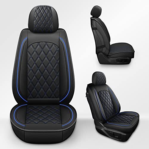 2PCS Front Seat Covers,Waterproof Car Seat Cover Blue Vehicle Cushion Cover Breathable Fit for Most Sedan, Truck and SUV (Black and Blue,2PCS) - color: Black Blue, size: 2PCS Front