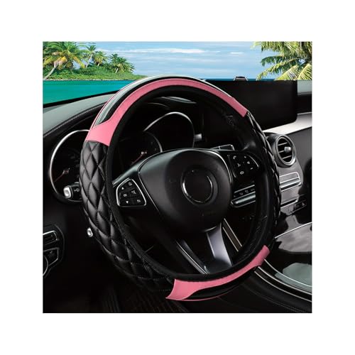Car Steering Wheel Cover, 14.5-15inch Leather Anti-Slip Car Wheel Cover Protector, Safety Comfortable Desgin, Universal Auto Steering Wheels Accessories for Cars Truck SUV (Pink) - color: Pink