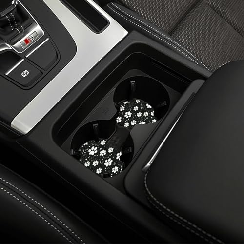 Paw Print Steering Wheel Cover - Black White Dog Paw Steering Wheel Protector Neoprene 15Inch Car Accessories 2 Pcs Car Coasters for Women Men - color: Black White Dog Paw