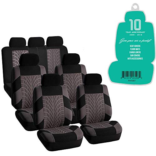 FH Group Three Row Set 7 Seater Gray Travel Master Car Seat Covers, Airbag and Split Rear Car Seat Cover Universal Fit Interior Accessories for Cars Trucks & SUV Automotive Seat Covers - color: Gray