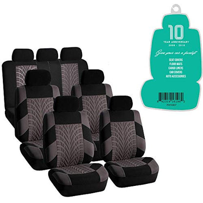 FH Group Three Row Set 7 Seater Gray Travel Master Car Seat Covers, Airbag and Split Rear Car Seat Cover Universal Fit Interior Accessories for Cars Trucks & SUV Automotive Seat Covers - color: Gray