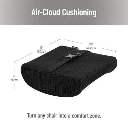 Mind Reader Lumbar Support Cushion with Air-Cloud Memory Foam, Ergonomic Lower Back Pillow for Office Chair and Car Seat, Black - color: Classic Black