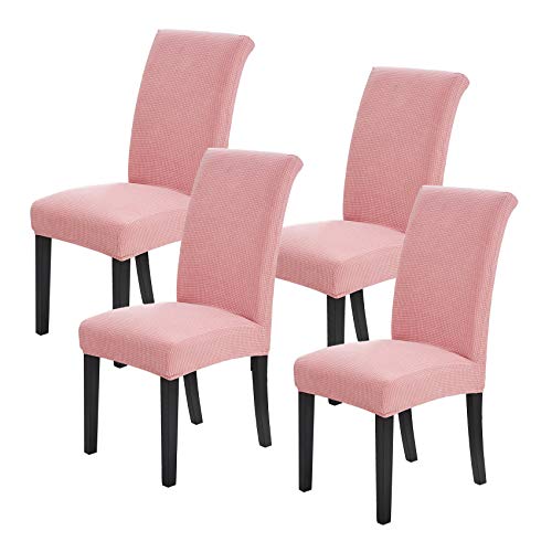 Joccun Chair Covers for Dining Room Set of 4, Dining Chair Slipcovers Stretch Dining Room Chair Covers Seat Protector,Washable Parsons Chair Cover for Home,Banquet(Dusty Pink,4 Pack) - color: Dusty Pink, size: 4 Pack