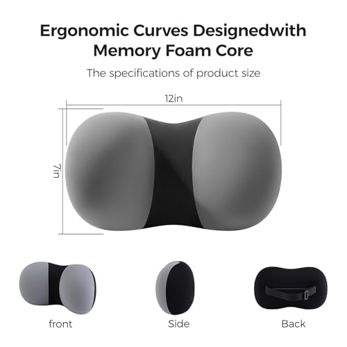 BABUR Car Headrest Pillow, 100% Memory Foam Softness Neck Support Pillow, Universal Fit Head Rest Travel Pillow for Pain Relief While Driving, Gray - color: Black Gray